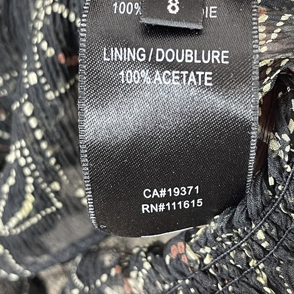 ROBERT RODRIGUEZ womens size 8 silk ruffled black semi sheer blouse - Picture 3 of 4